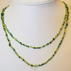 NWT Handmade Green Seed Bead Necklace 36"